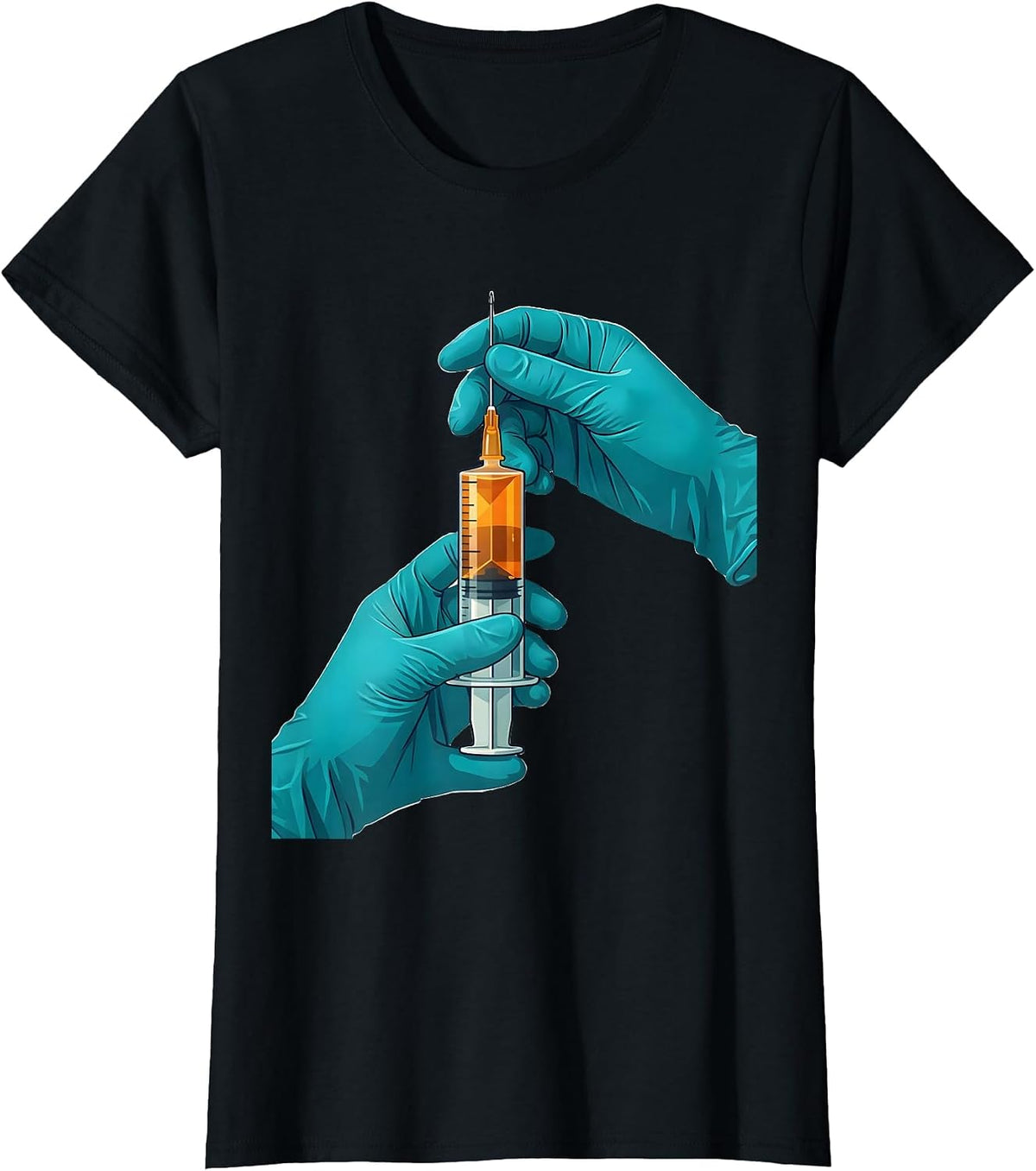 Pharmacy Technician Syringe Drawing Illustration T-Shirt - Black