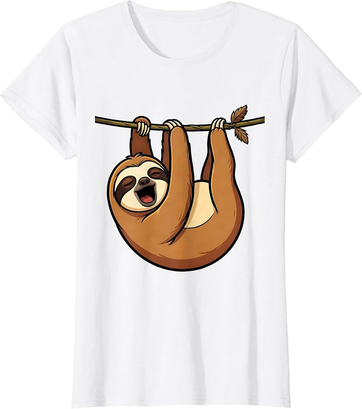 Rounded Sloth Cartoon Funny Sloth Lover Gift T-Shirt - White