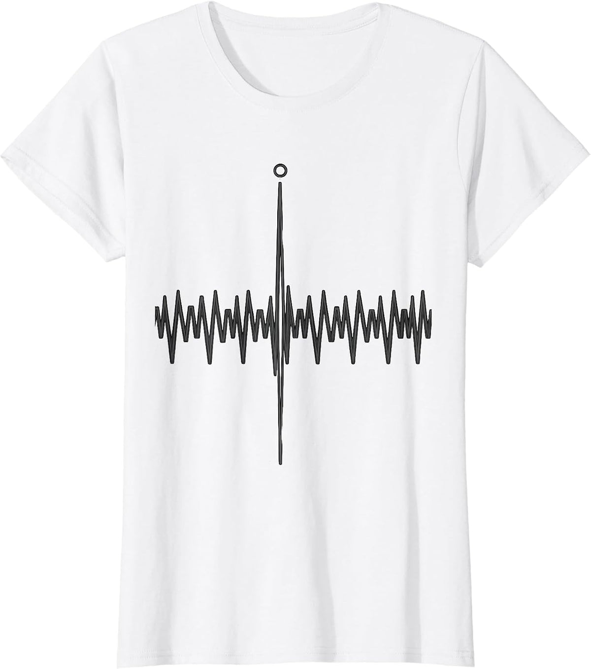 Women's Stepped Pulse Line Occupation Humor EKG Design T-Shirt - White