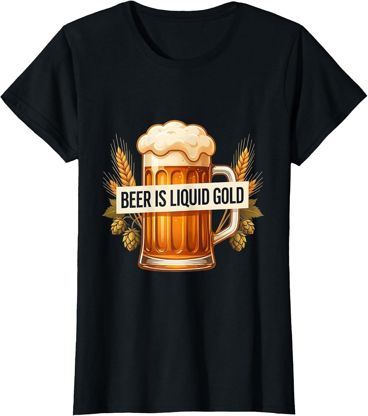Beer Is Liquid Gold Craft Beer Lover Design T-Shirt - Black