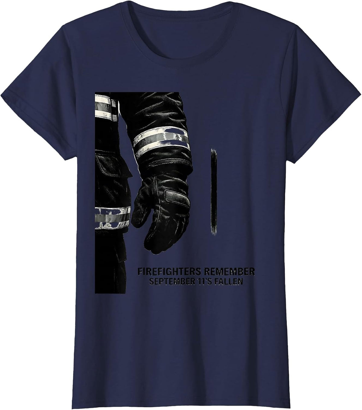 Women's Firefighters Remember September 11's Fallen Tribute T-Shirt - Navy Blue