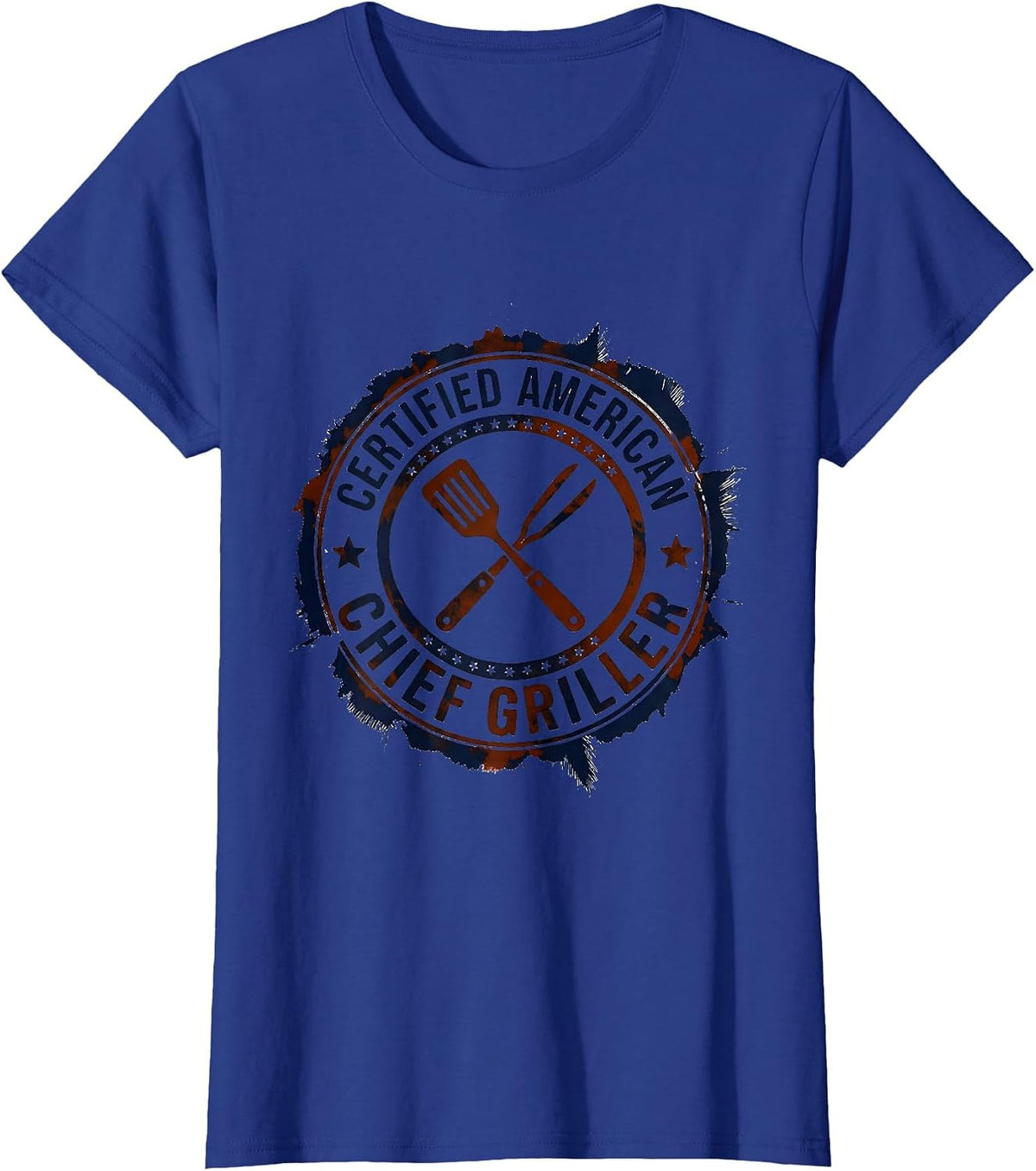 Women's Certified American Chief Griller Vintage Patriotic Grilling T-Shirt - Royal Blue