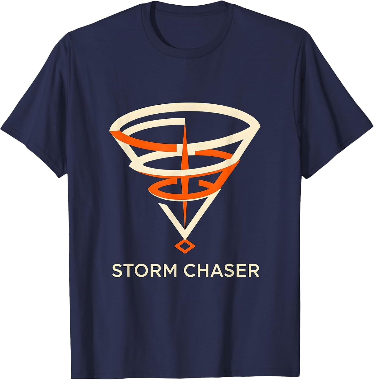 Men's Storm Chaser Minimalist Tornado Glyph Weather Enthusiast T-Shirt - Navy Blue