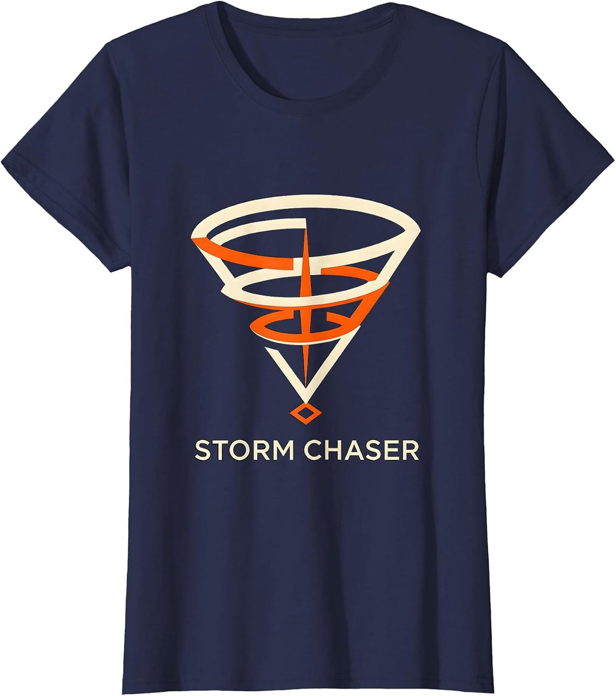 Women's Storm Chaser Minimalist Tornado Glyph Weather Enthusiast T-Shirt - Navy Blue