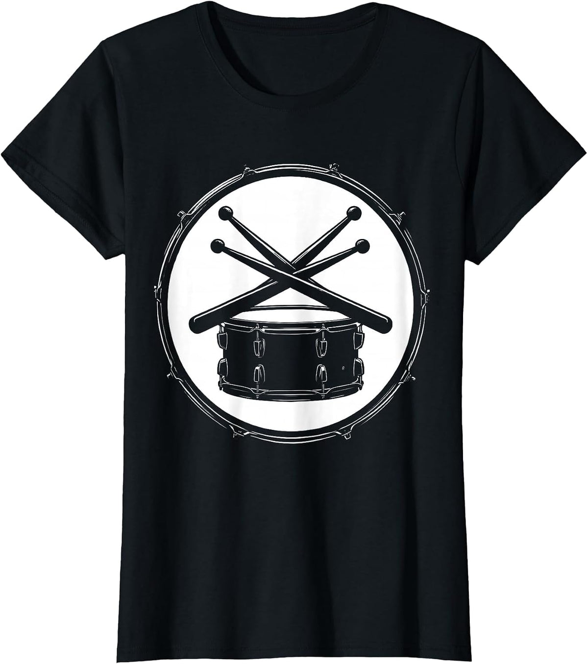 Crossed Drumsticks Snare Drum Rock Percussion Art T-Shirt - Black