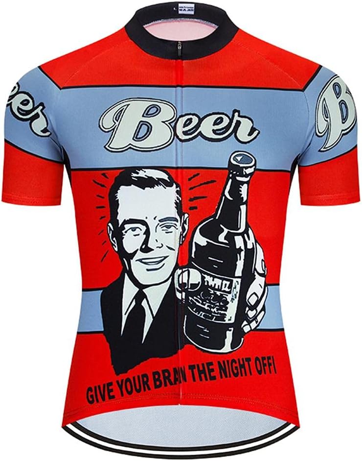 MOXILYN Men Cycling Shirts Mountain Bike Shirts Short Sleeve 3D Beer Cycling Jersey - Funny Bicycle T-Shirt - B29-10