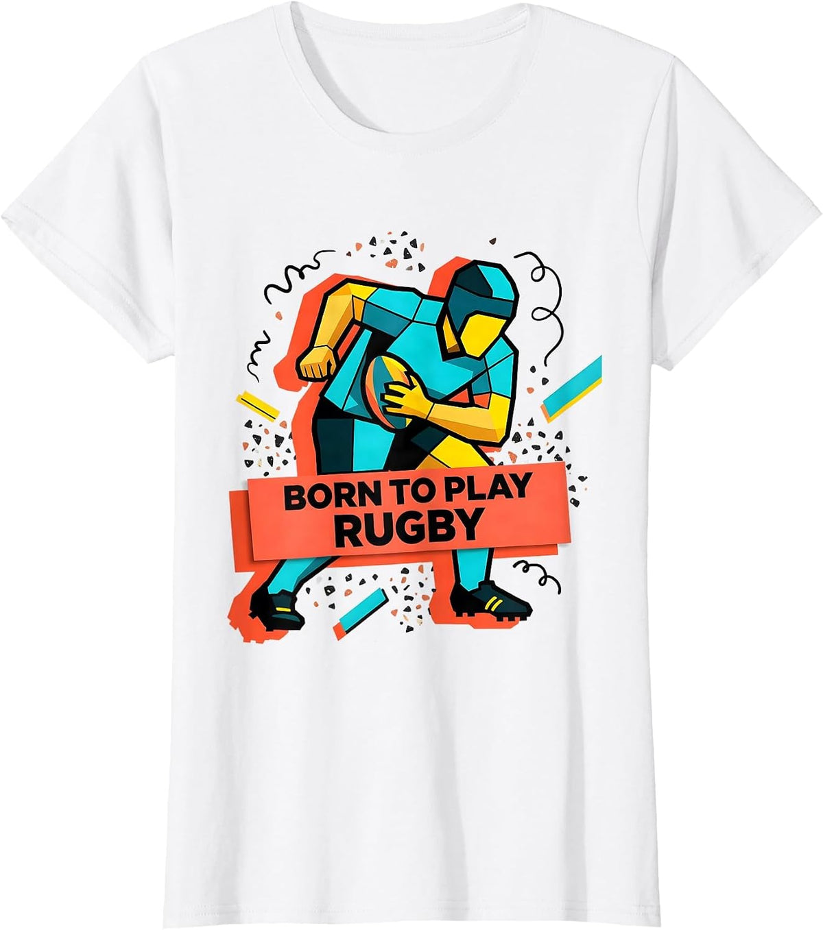 Women's Born to Play Rugby Graphic Design T-Shirt - White