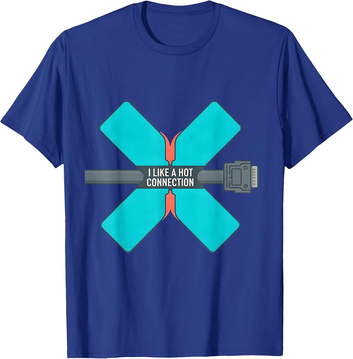 Men's I Like A Hot Connection Funny Electrician Trade Skeleton T-Shirt - Royal Blue