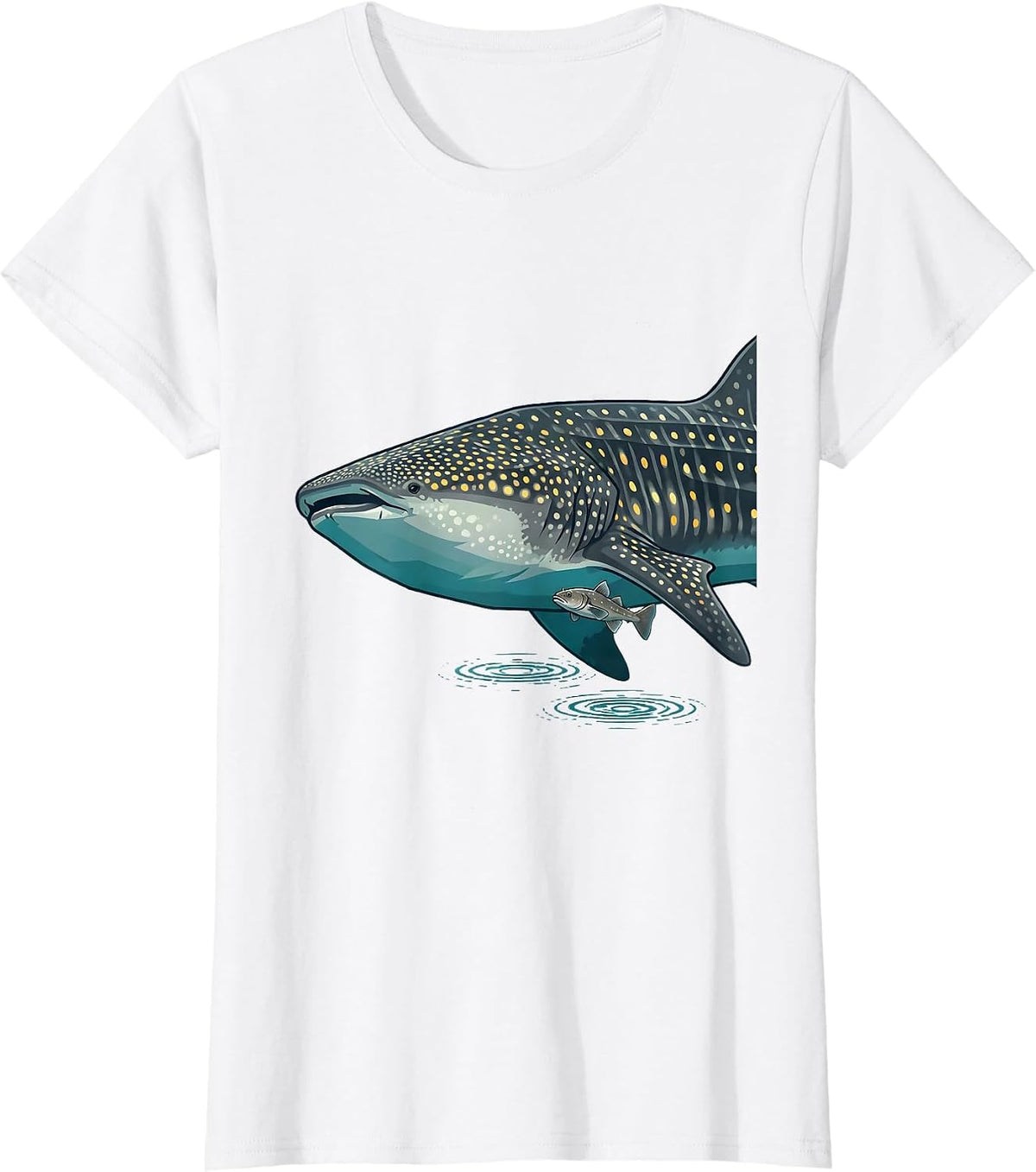 Whale Shark Flat Vector Ocean Animal Lover Gift T-Shirt - White