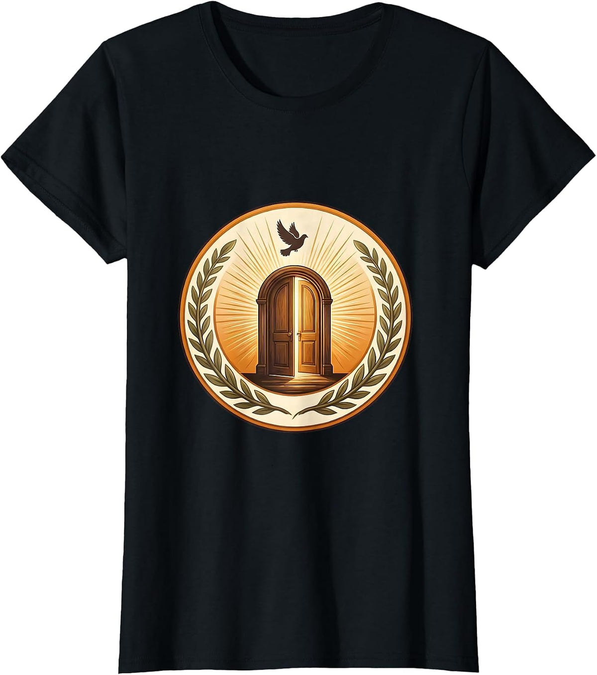 Social Worker Open Door Warm Light Graphic T-Shirt - Black