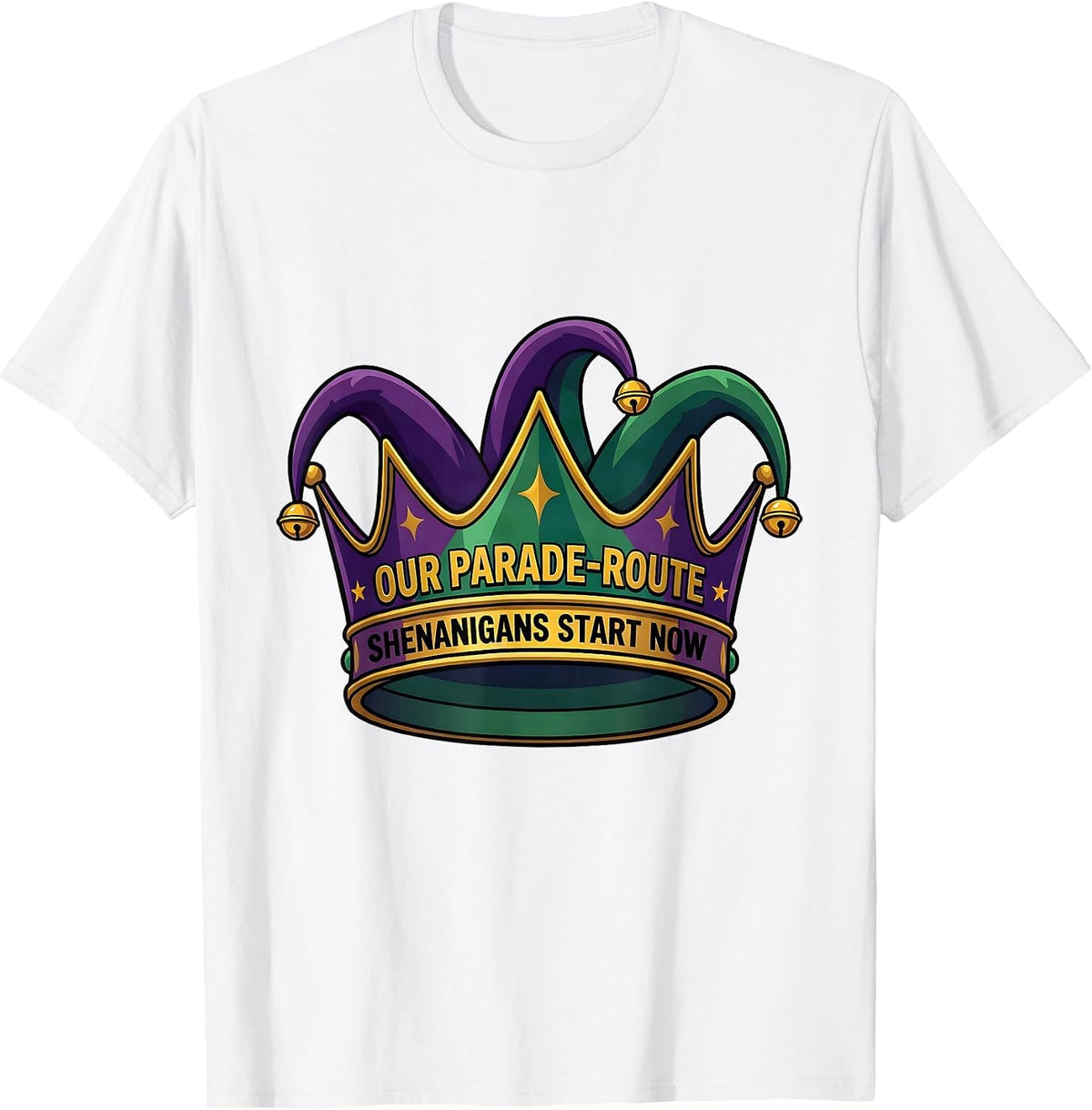 Men's Our Parade-Route Shenanigans Start Now Mardi Gras Carnival T-Shirt - White