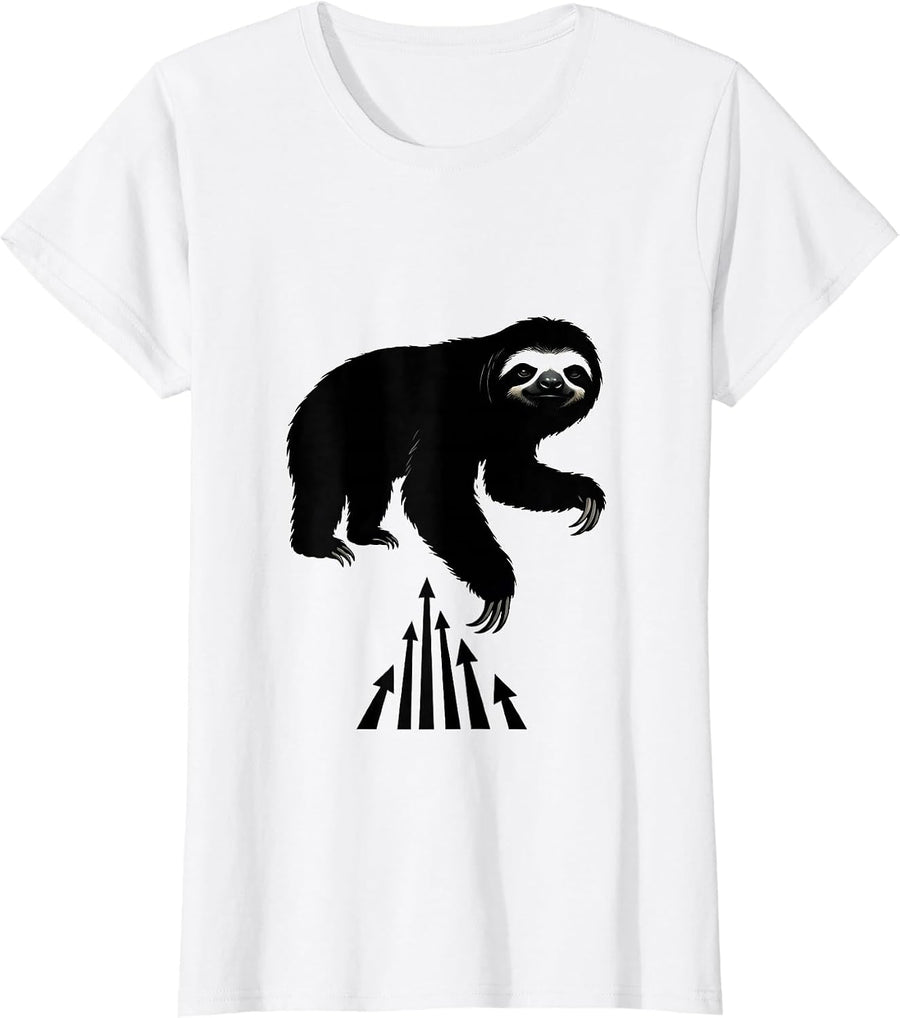 Women's Sloth Silhouette Funny Sloth Lover Gift T-Shirt - White