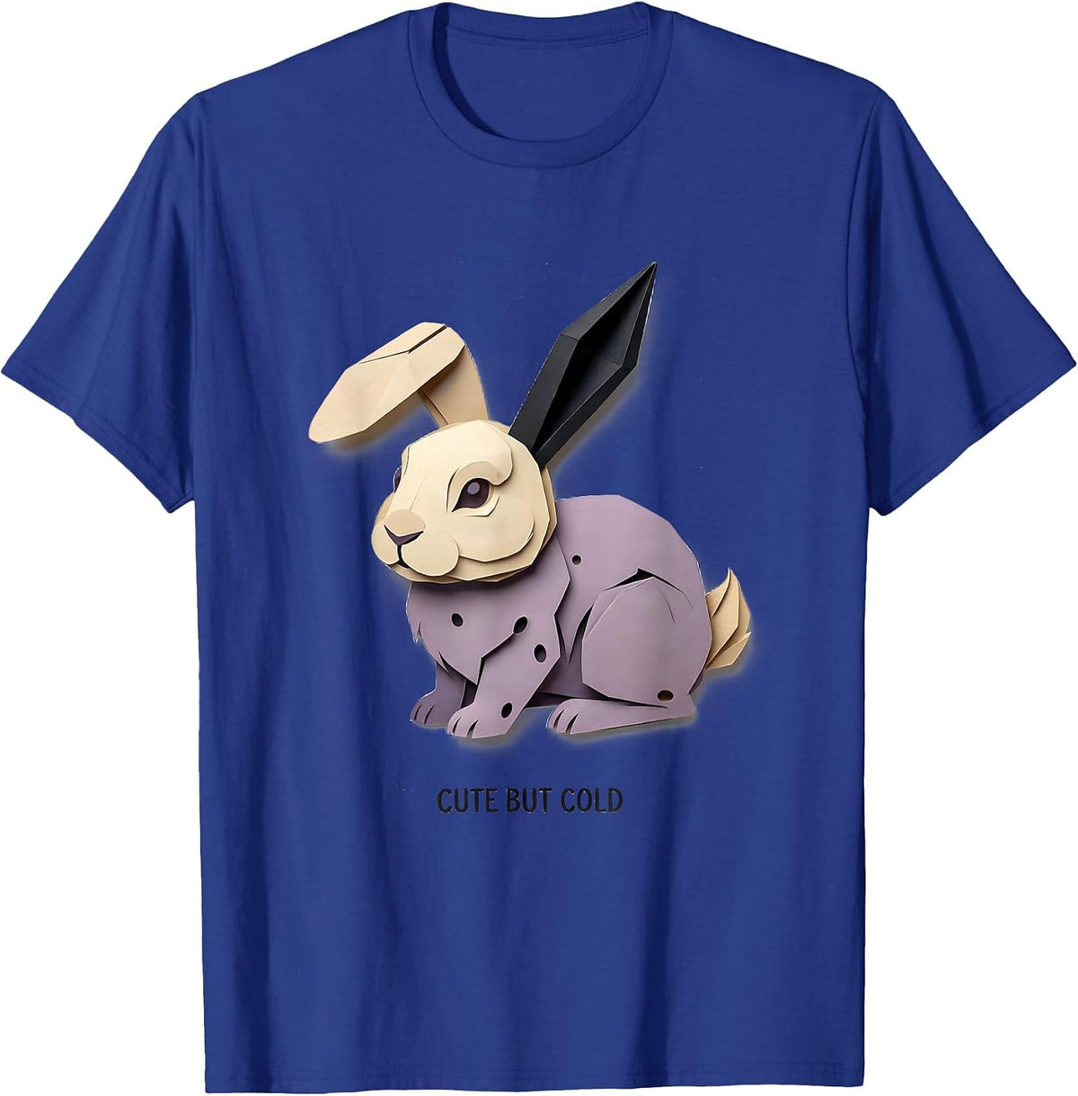 Cute But Cold Paper Cutout Bunny Rabbit Alt Goth Grunge T-Shirt - Royal Blue