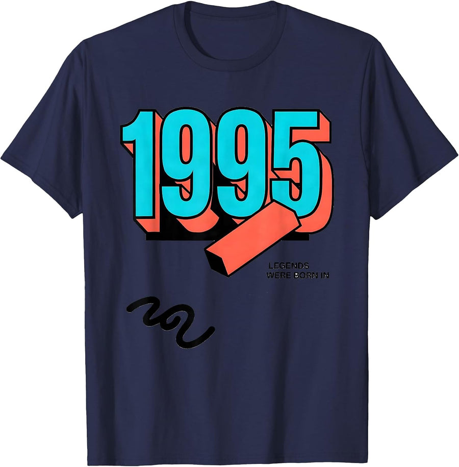 Legends Were Born In 1995 Vintage Legends Birthday Gift T-Shirt - Navy Blue