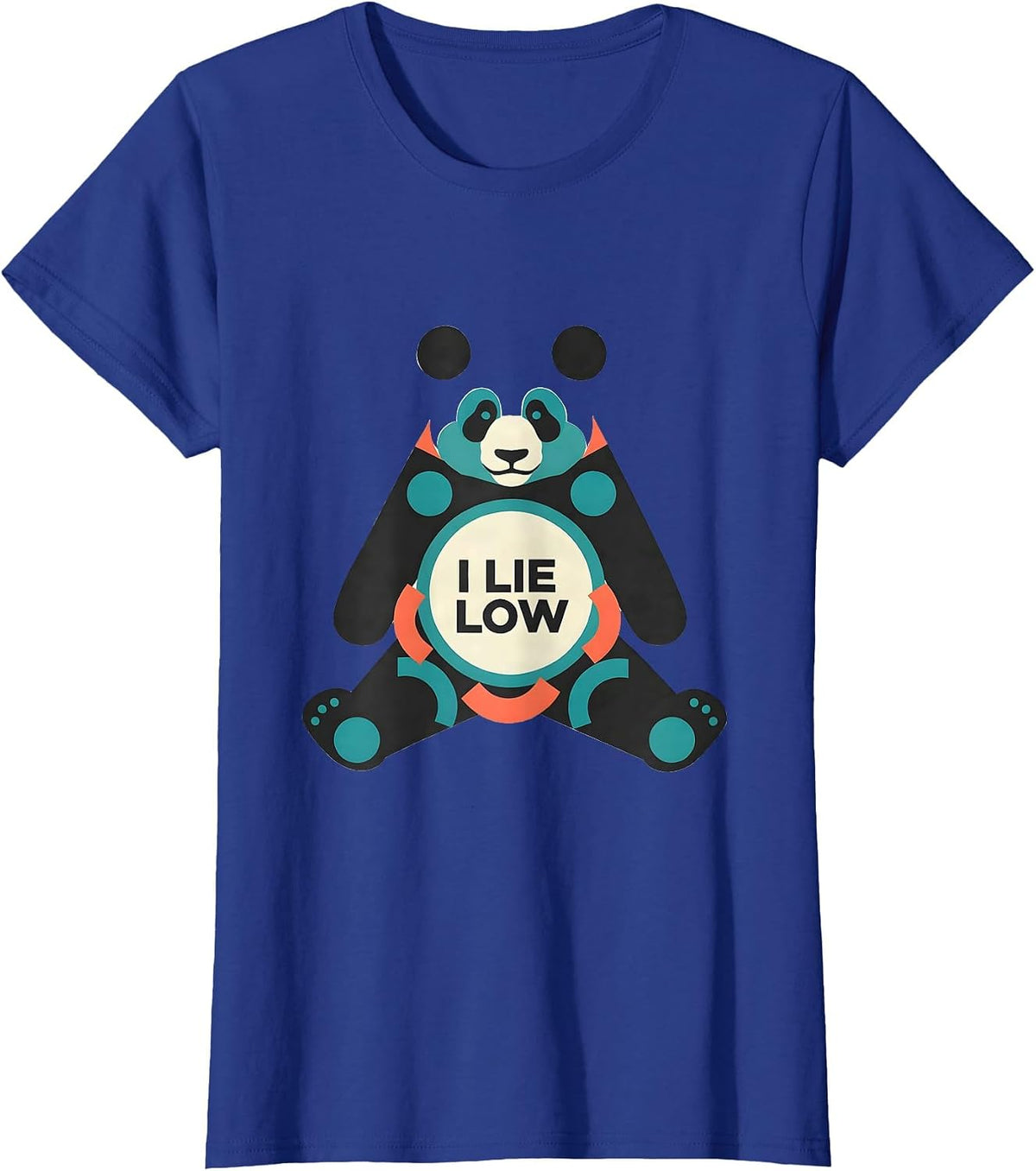 Women's I Lie Low Midcentury Modern Panda Humor Japanese Novelty T-Shirt - Royal Blue