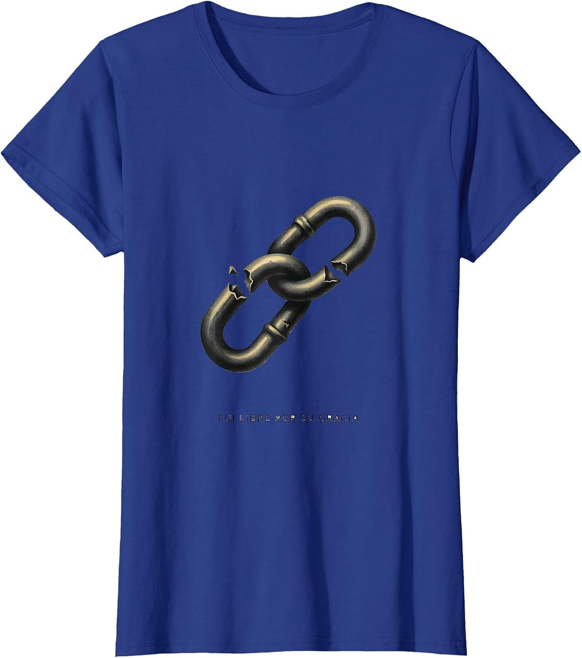 Women's Fui Libre Por Su Gracia Spanish Christian Faith Bible Verse T-Shirt - Royal Blue
