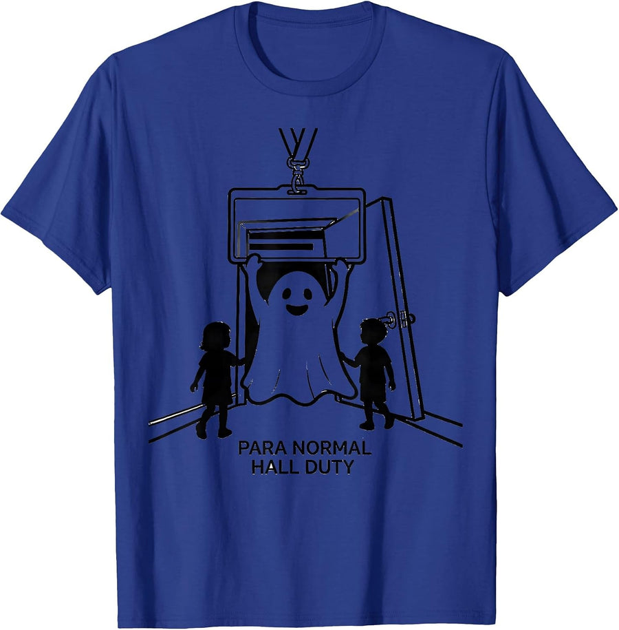 Para Normal Hall Duty Funny Paraprofessional Halloween Ghost T-Shirt - Royal Blue