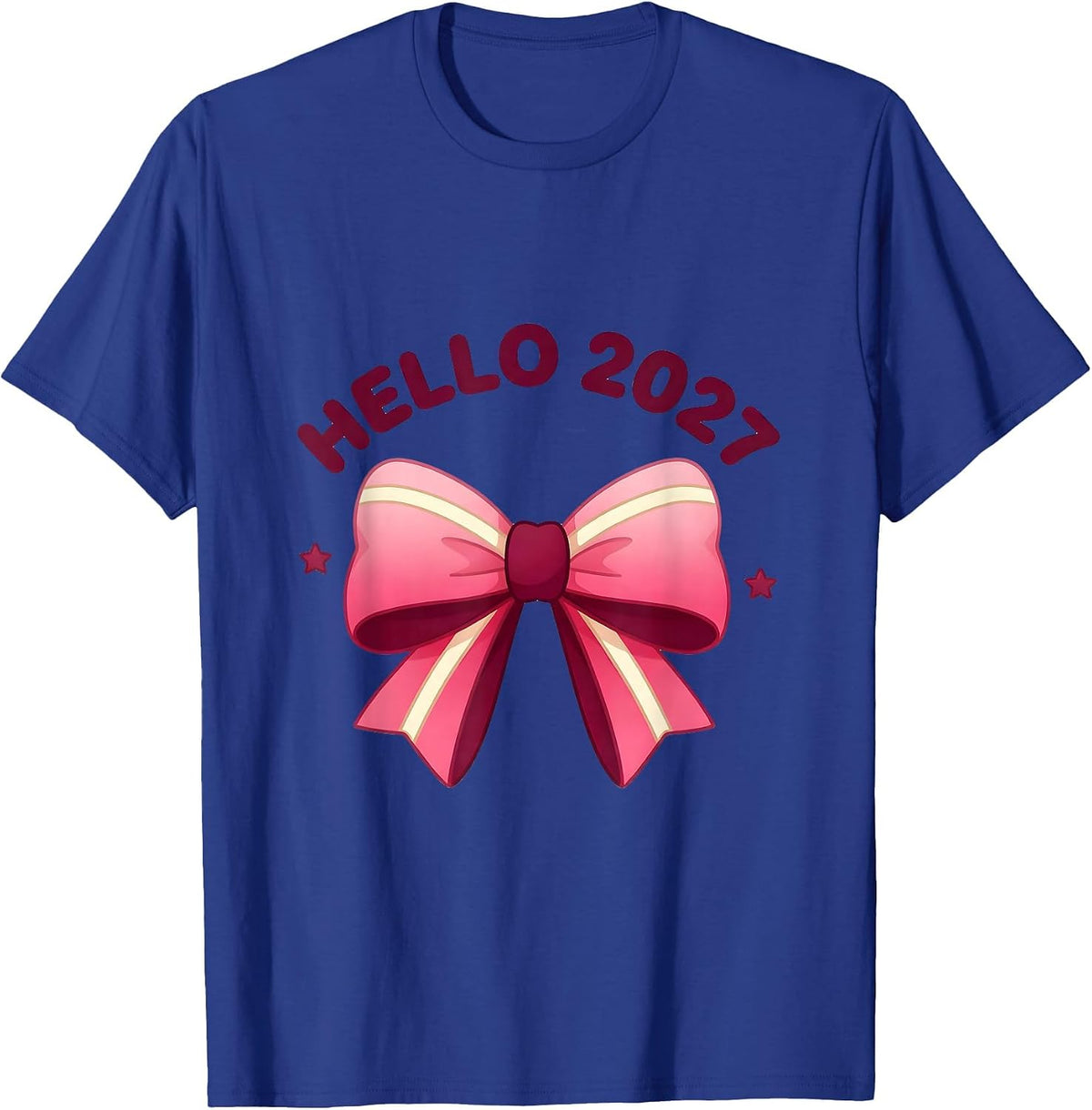 Men's Hello 2027 Cute Kawaii Bow Coquette New Year's Eve 2027 T-Shirt - Royal Blue