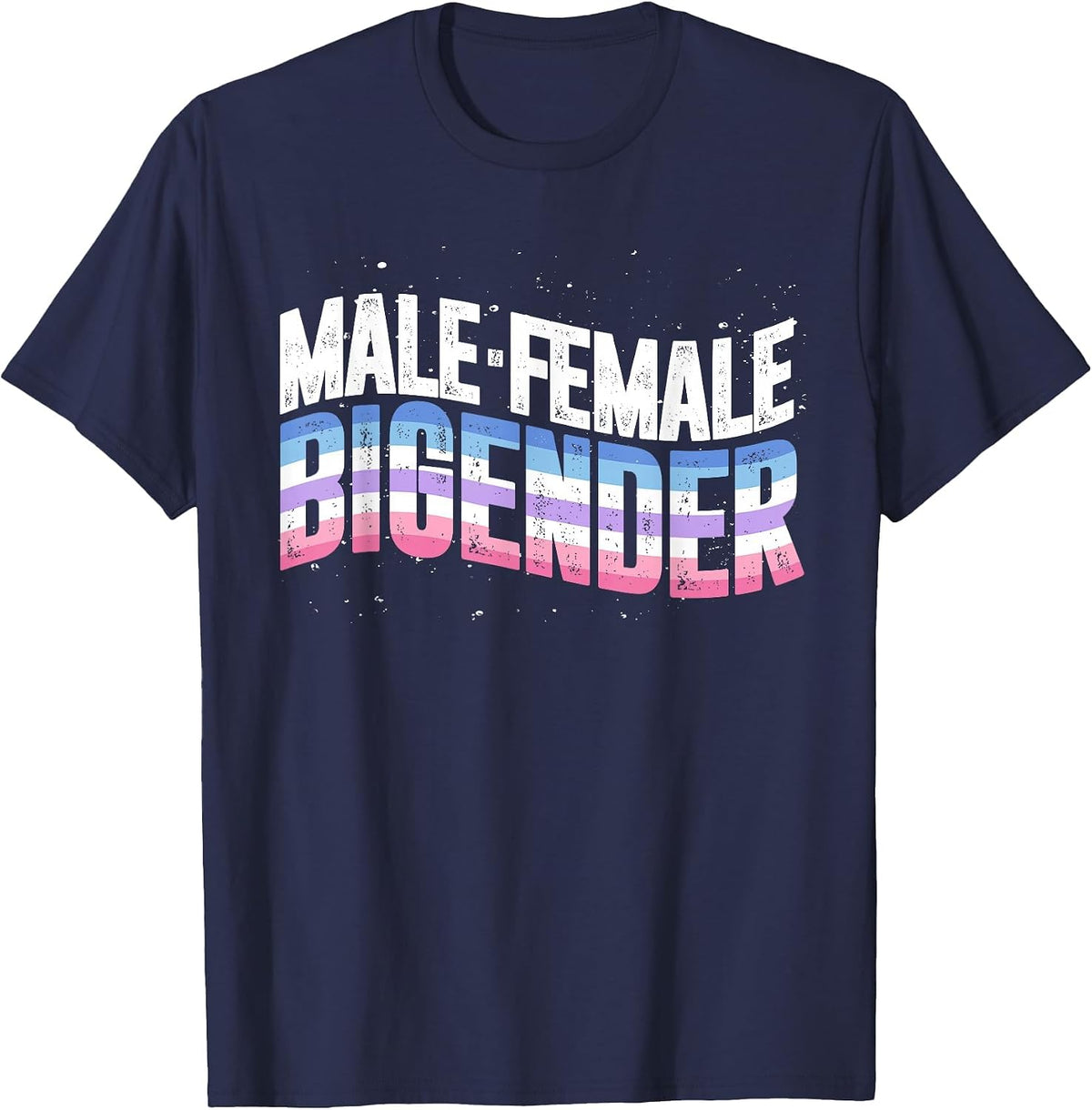 Bi Gender Flag Gay Pride Month Equality Queer LGBT Bigender T-Shirt - Navy Blue