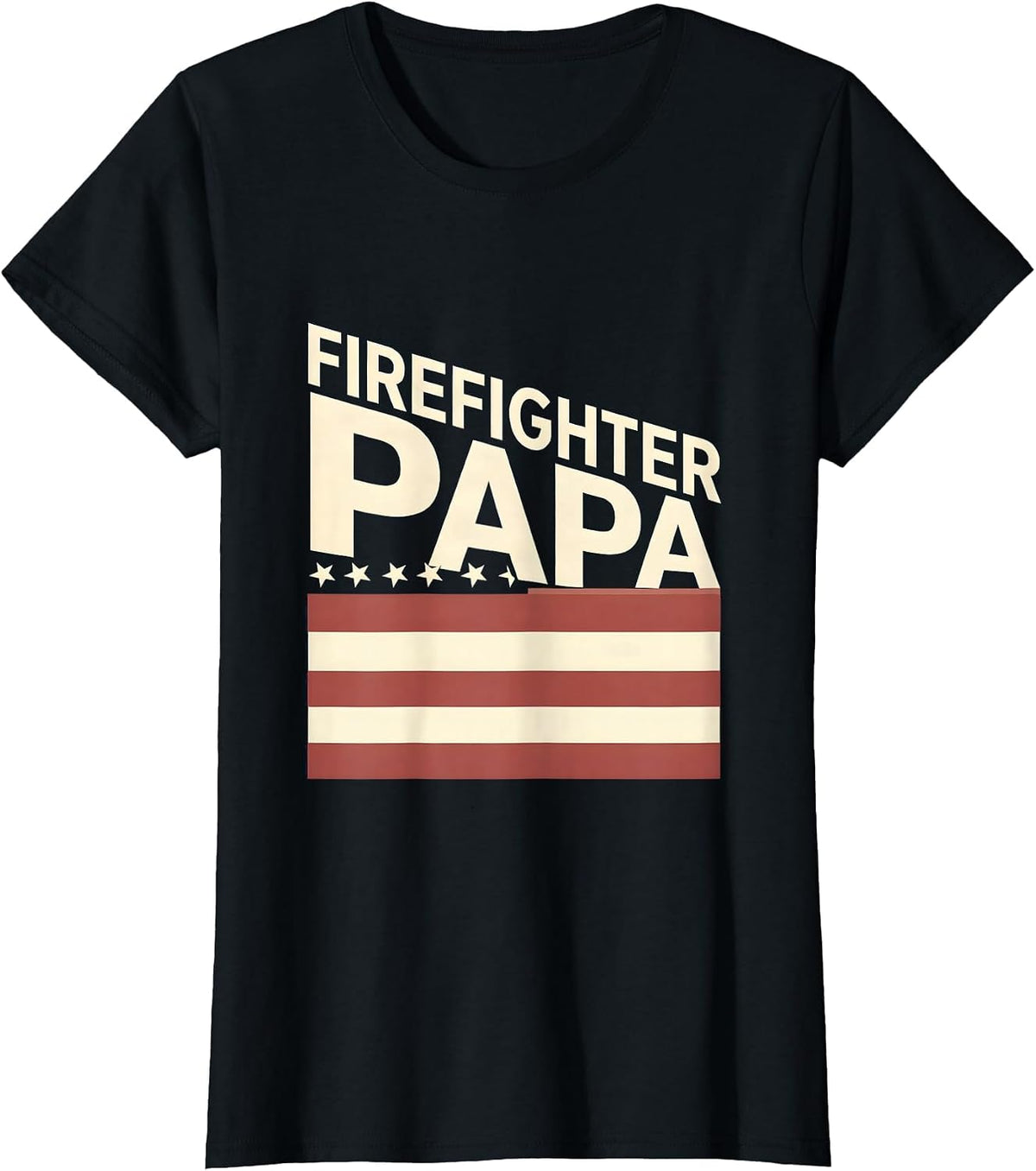Women's Firefighter Papa Patriotic Tribute Role Identity Father's T-Shirt - Black