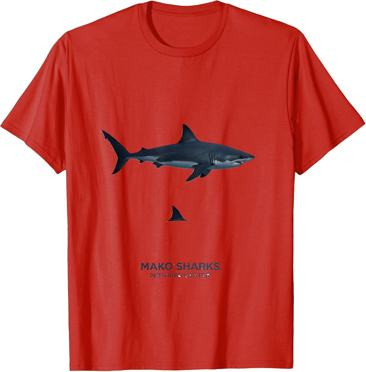 Men's Mako Sharks Nothing Faster Minimalist Shark Lover Ocean T-Shirt - Red