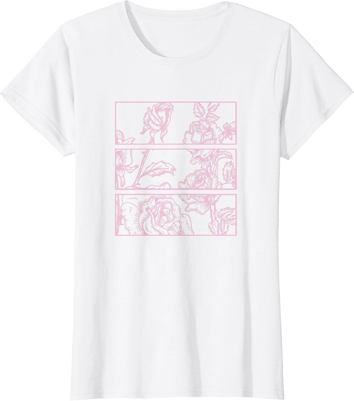 Pink Roses Kawaii Aesthetic Soft Grunge Pastel Goth e-Girl T-Shirt - White