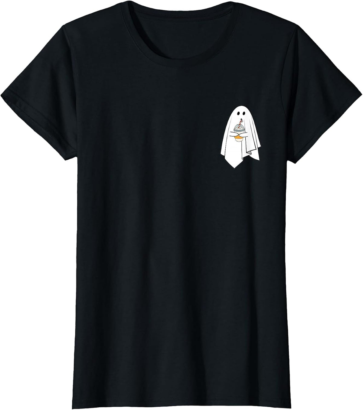 Ghost Drinking Coffee Funny Halloween Costume Coffee Lovers T-Shirt - Black