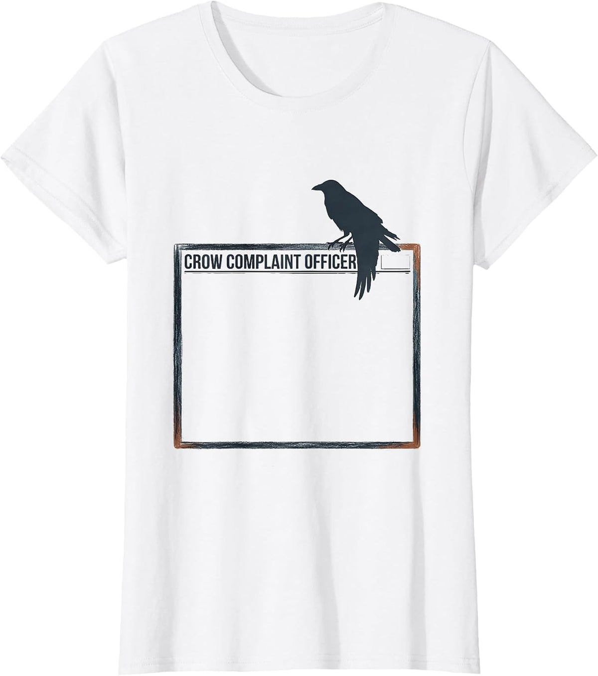 Crow Complaint Officer Dark Humor Gothic Bird Lover Novelty T-Shirt - White