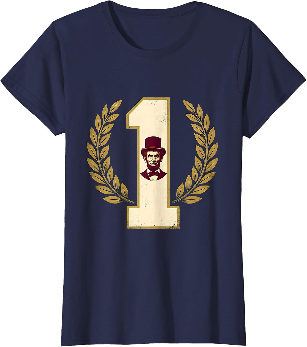 Women's Champion Lincoln Portrait Humor Sports Fan T-Shirt - Navy Blue