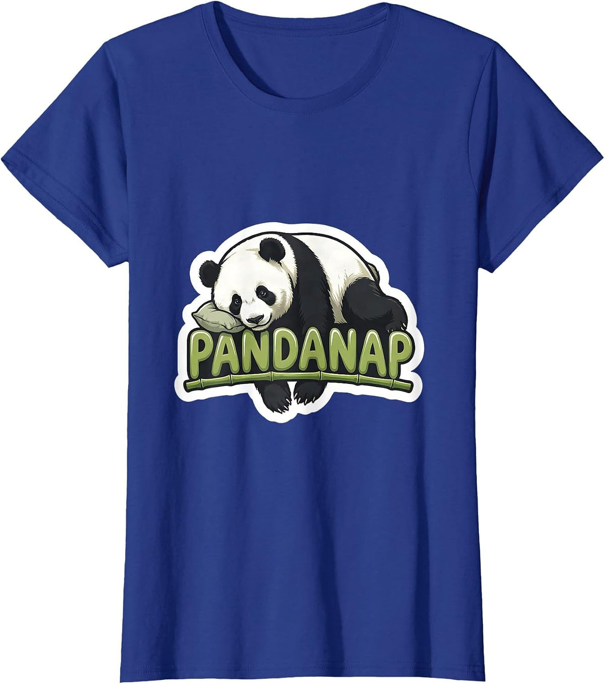 Women's Pandanap Cute Sleeping Panda Animal Lover Sleep T-Shirt - Royal Blue