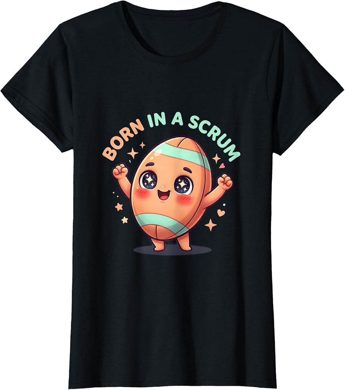 Born in a Scrum Rugby Graphic Design T-Shirt - Black