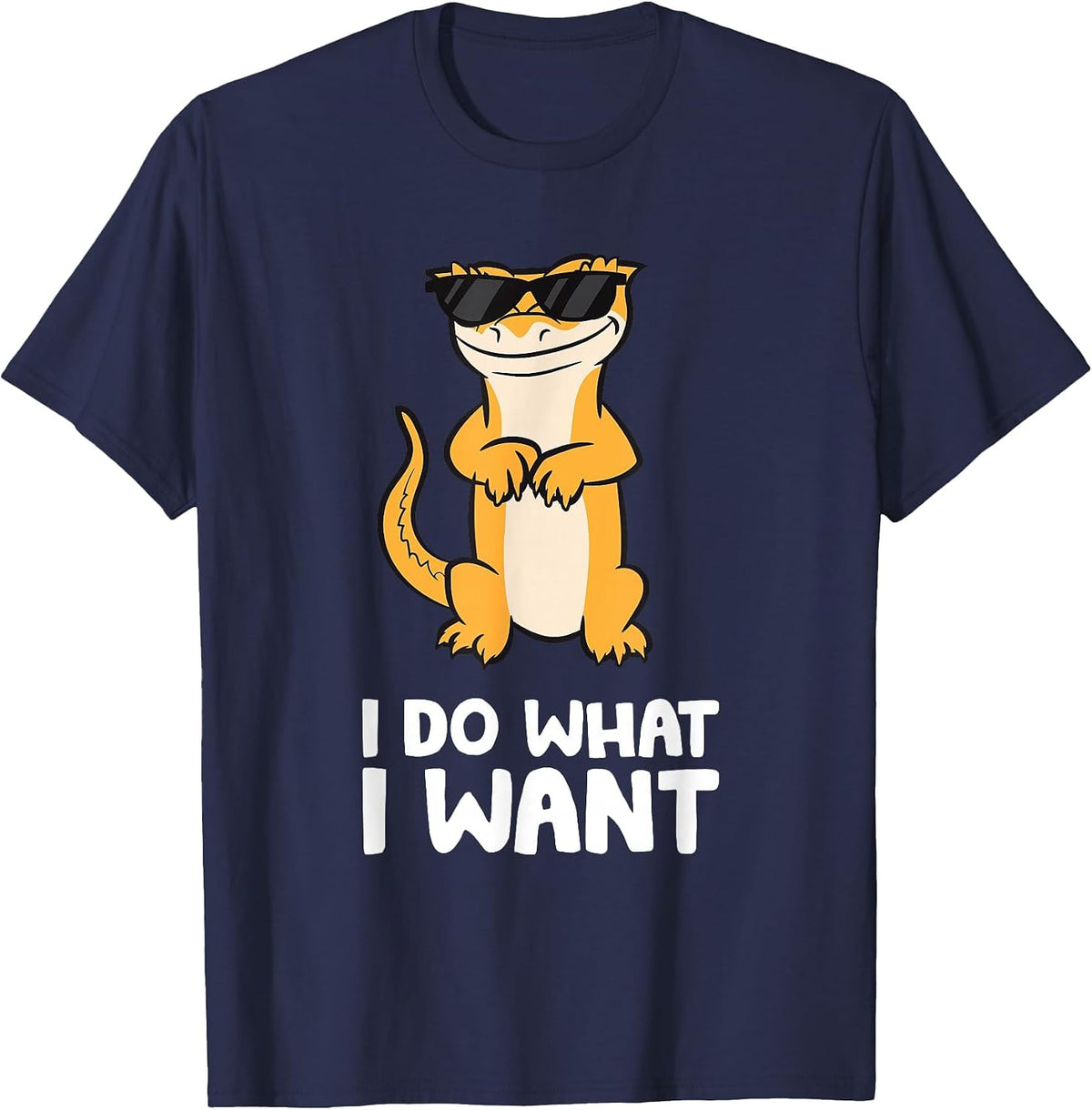 I Do What I Want Reptile Lizard Funny Crested Gecko T-Shirt - Navy Blue