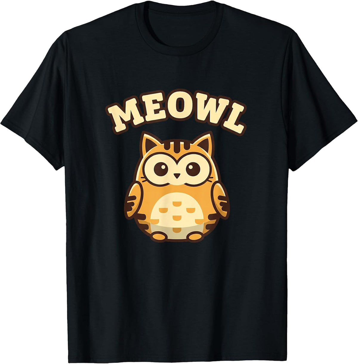 Bird Meowl Cat-Owl Meme Funny Cursed Brainrot Design T-Shirt - Black