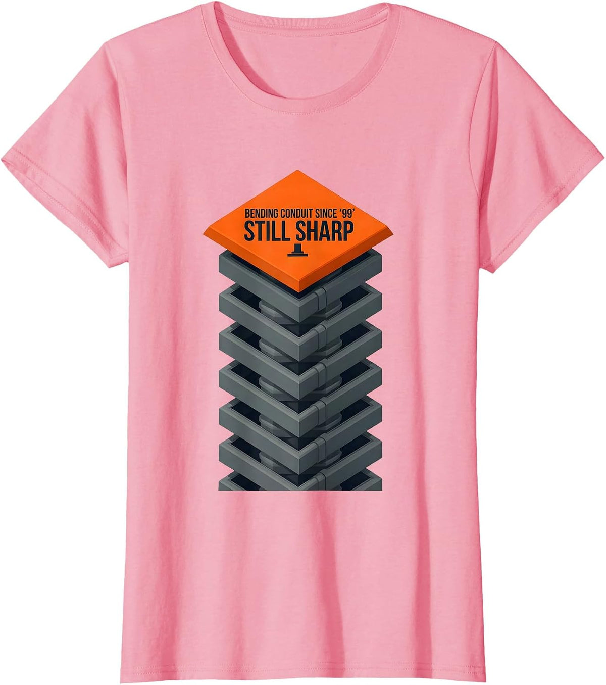 Women's Bending Conduit Since '99, Still Sharp Funny Electrician T-Shirt - Pink