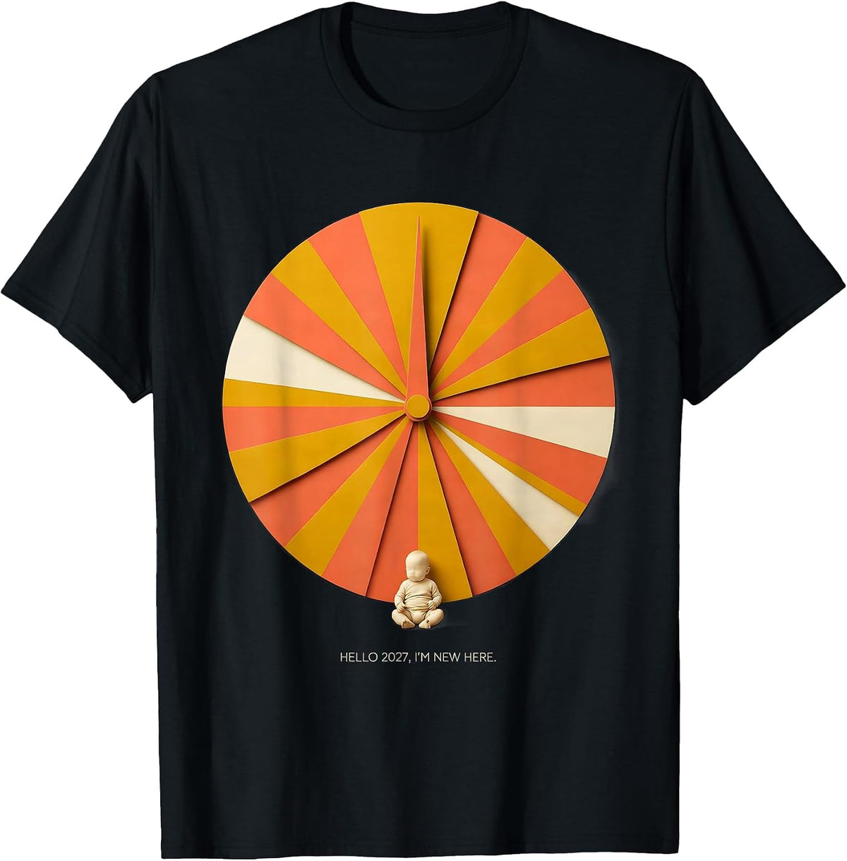 Men's Hello 2027 I'm New Here Midcentury Modern Baby Milestone T-Shirt - Black