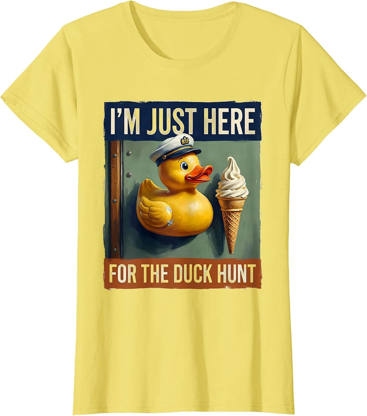 Women's I'm Just Here For The Duck Hunt Funny Cruise Matching Group T-Shirt - Lemon Yellow