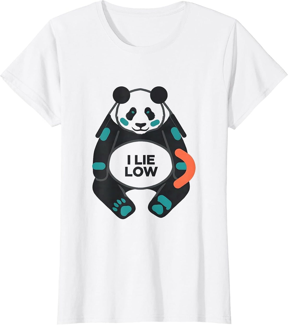 Women's I Lie Low Midcentury Modern Panda Humor Japanese Novelty T-Shirt - White
