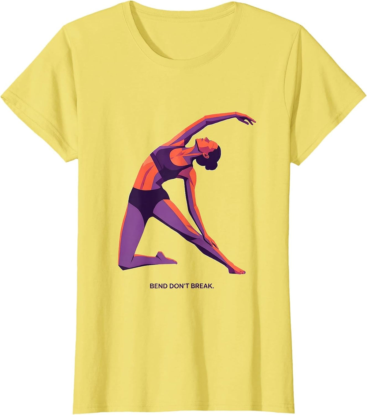 Bend Don't Break Pilates Motivational Design T-Shirt - Lemon Yellow