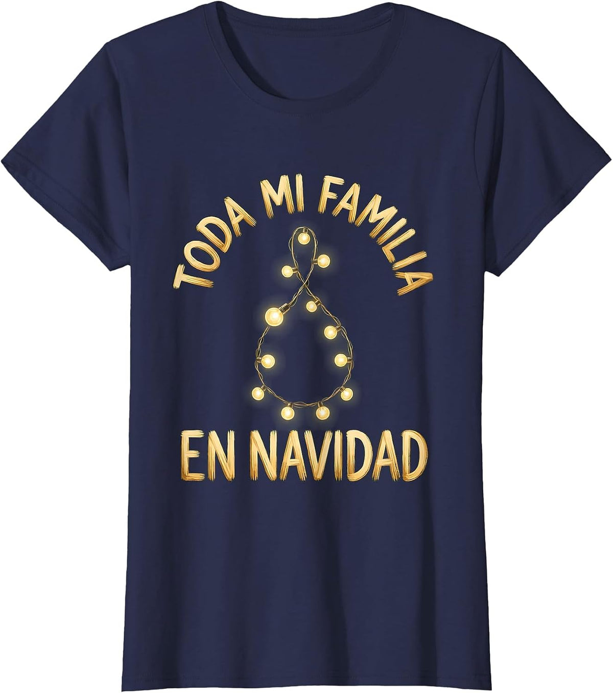 Women's Toda Mi Familia En Navidad Festive Family Christmas Spanish T-Shirt - Navy Blue