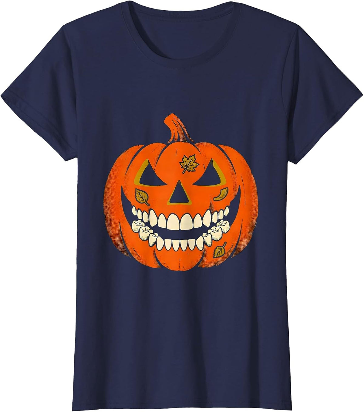 Women's Blunt Jack-O-Lantern Dental Hygienist Halloween Humor T-Shirt - Navy Blue