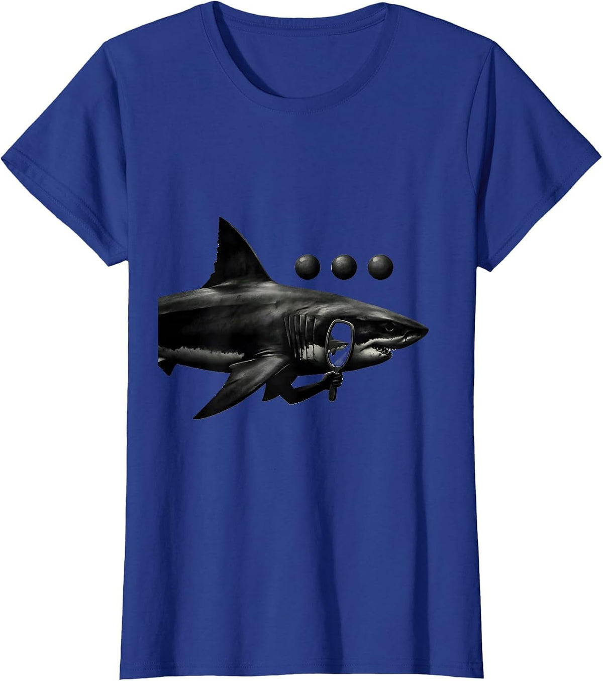 Women's Shark Holding Whale Mirror Funny Ocean Animal Lover T-Shirt - Royal Blue