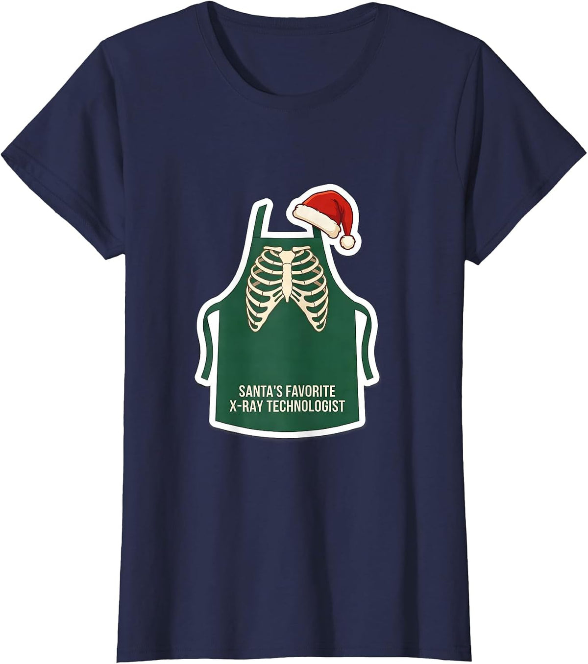 Women's Santa's Favorite X-Ray Technologist Funny Radiology Tech T-Shirt - Navy Blue