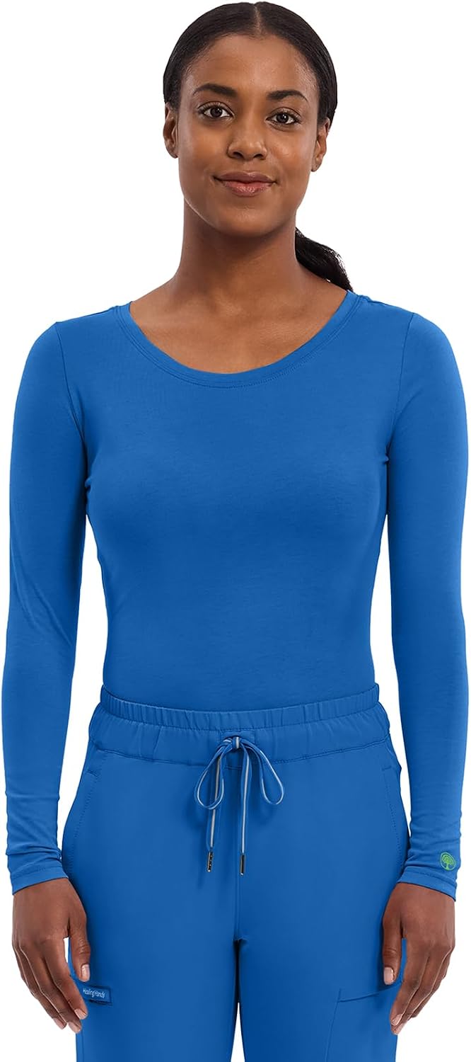 Healing Hands Underscrub Long Sleeve Women Knits Scrub Tops - Royal 1