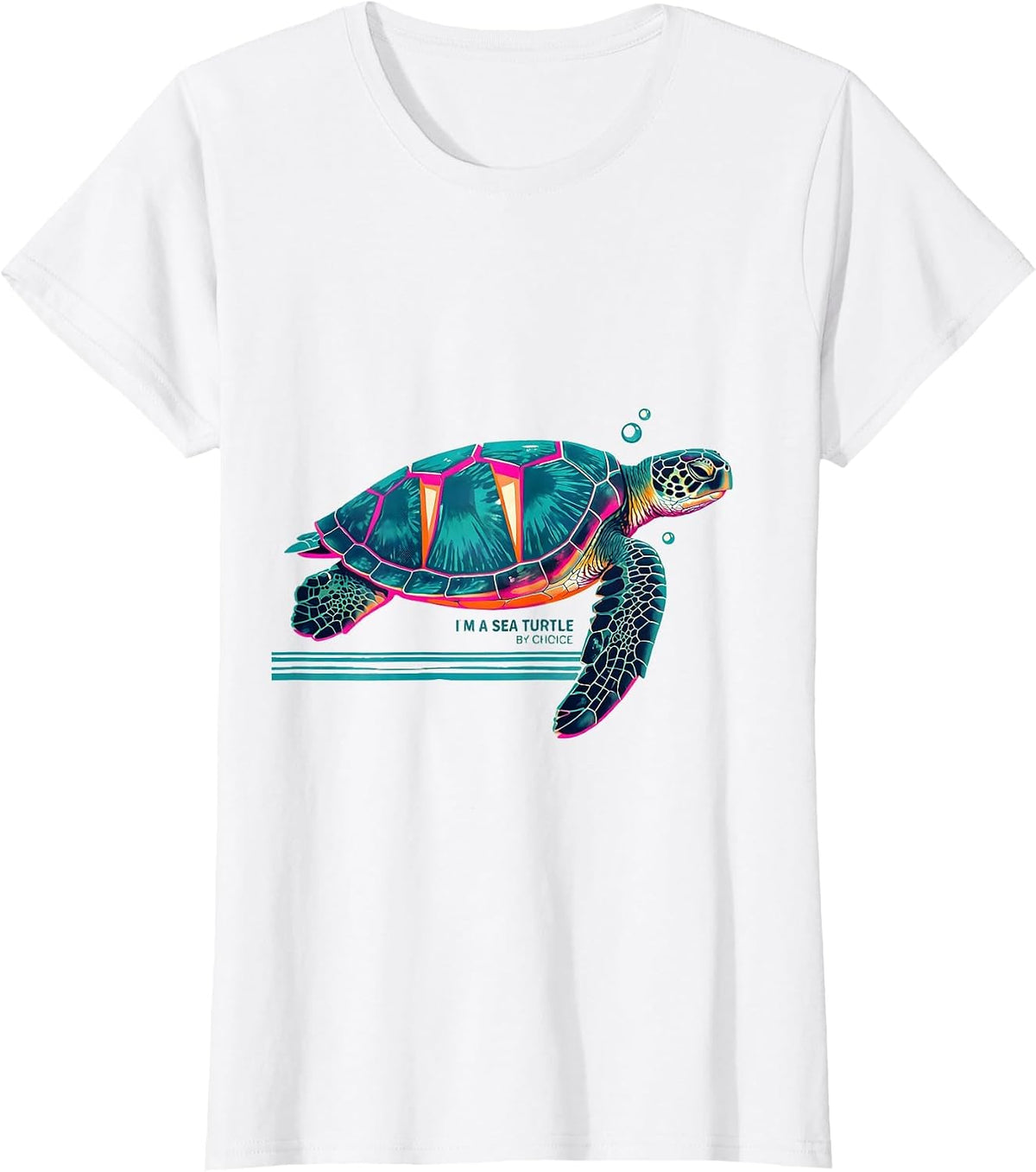 Women's I’m A Sea Turtle By Choice Risograph Sea Turtle Lover T-Shirt - White