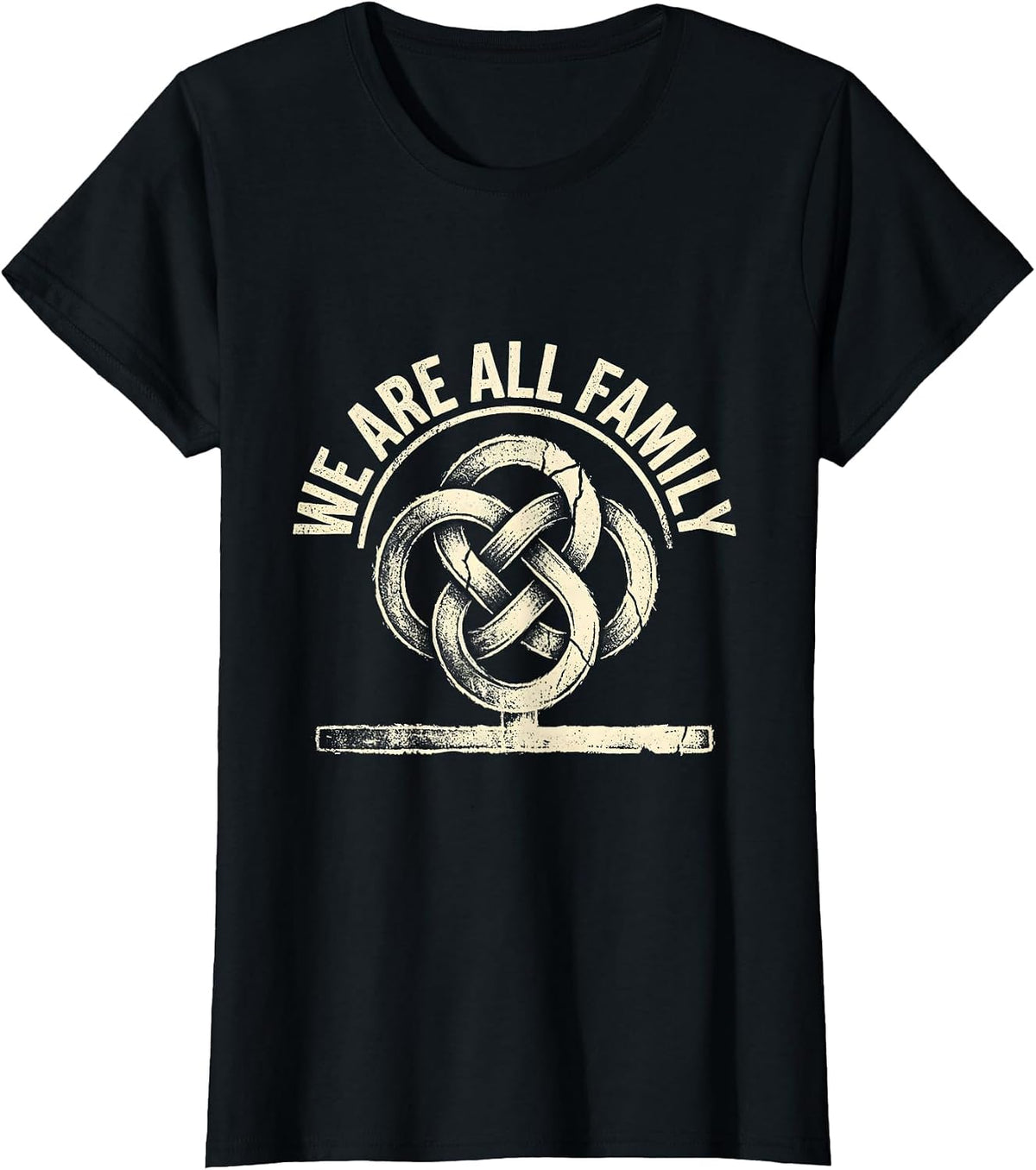 Women's We Are All Family Rubber Stamp Family Reunion Matching Group T-Shirt - Black