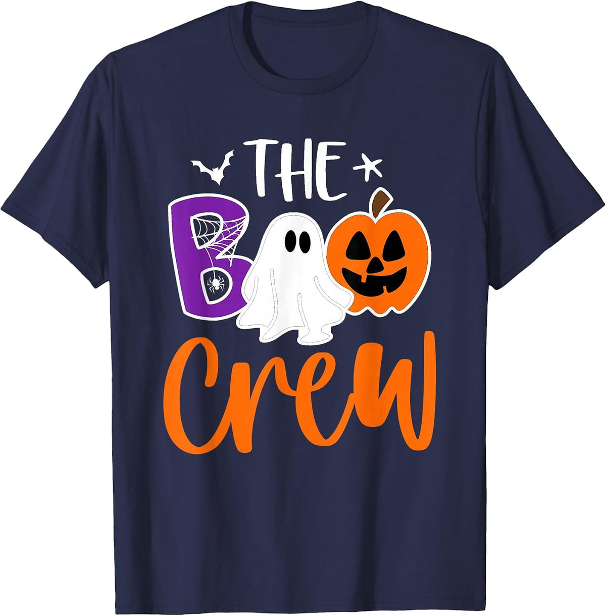 Halloween The Boo Crew Cute Ghost Spooky Family Matching T-Shirt - Navy Blue