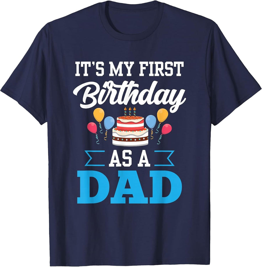 It's My First Birthday As A Dad Party Papi Papa T-Shirt - Navy Blue
