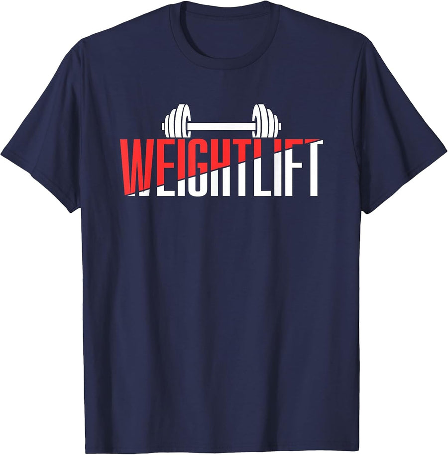 Weightlift Gym Lifting Weightlifting Workout T-Shirt - Navy Blue