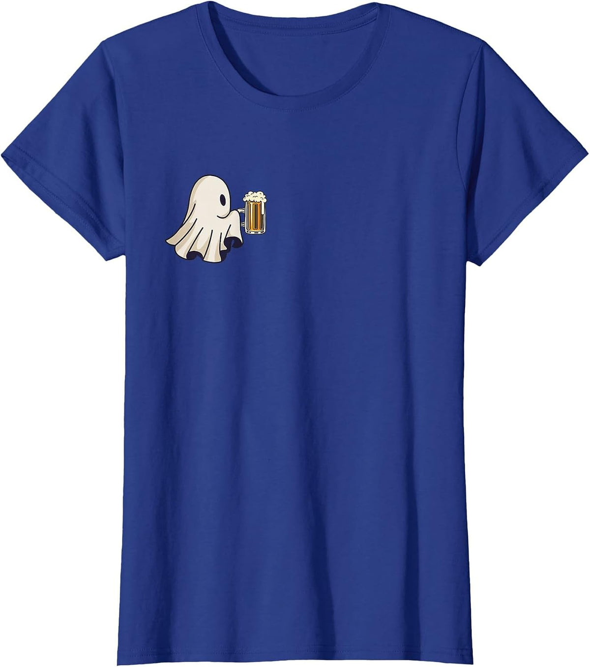 Little Ghost Drinking Beer Funny Halloween Costume Men Women T-Shirt - Royal Blue