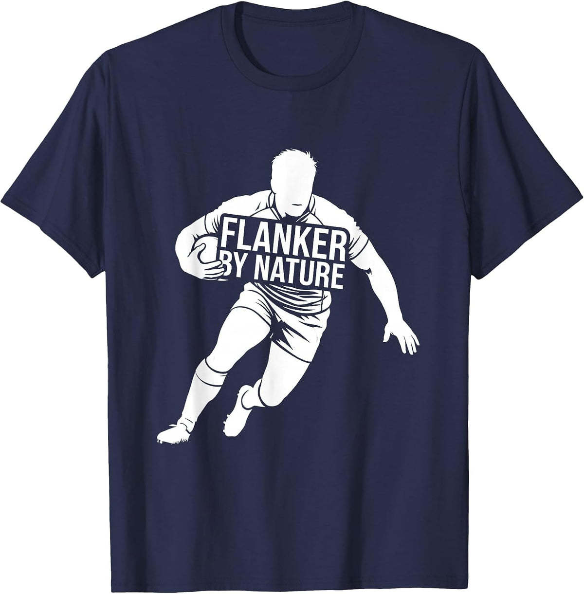 Flanker By Nature Rugby Graphic Design T-Shirt - Navy Blue